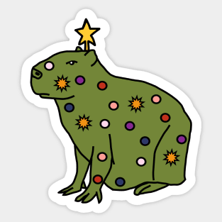 Funny Christmas Tree Capybara Sticker